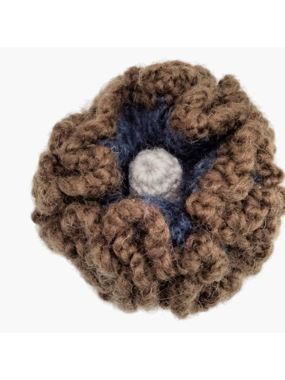 Crochet Brown Boutonniere Lapel Pin Corsage Vintage Grannycore